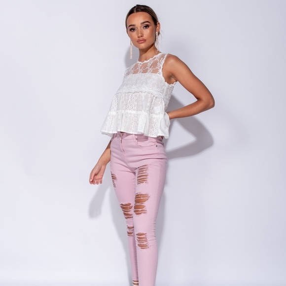 Alexa White Tiered Lace Tank Top - Picture 6 of 8